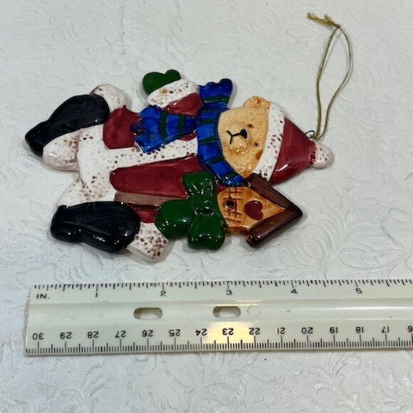 Ceramic Christmas Santa Bear Tree Hanging Holiday Ornament 4"x5" - Picture 9 of 12